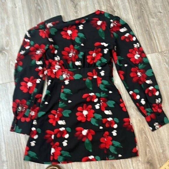 Urban Outfitters plunge neckline floral dress size Large mini - Picture 9 of 9